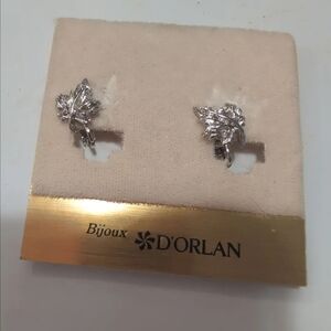 Bijoux D'Orlan Silver Leaf Clip-On Earrings